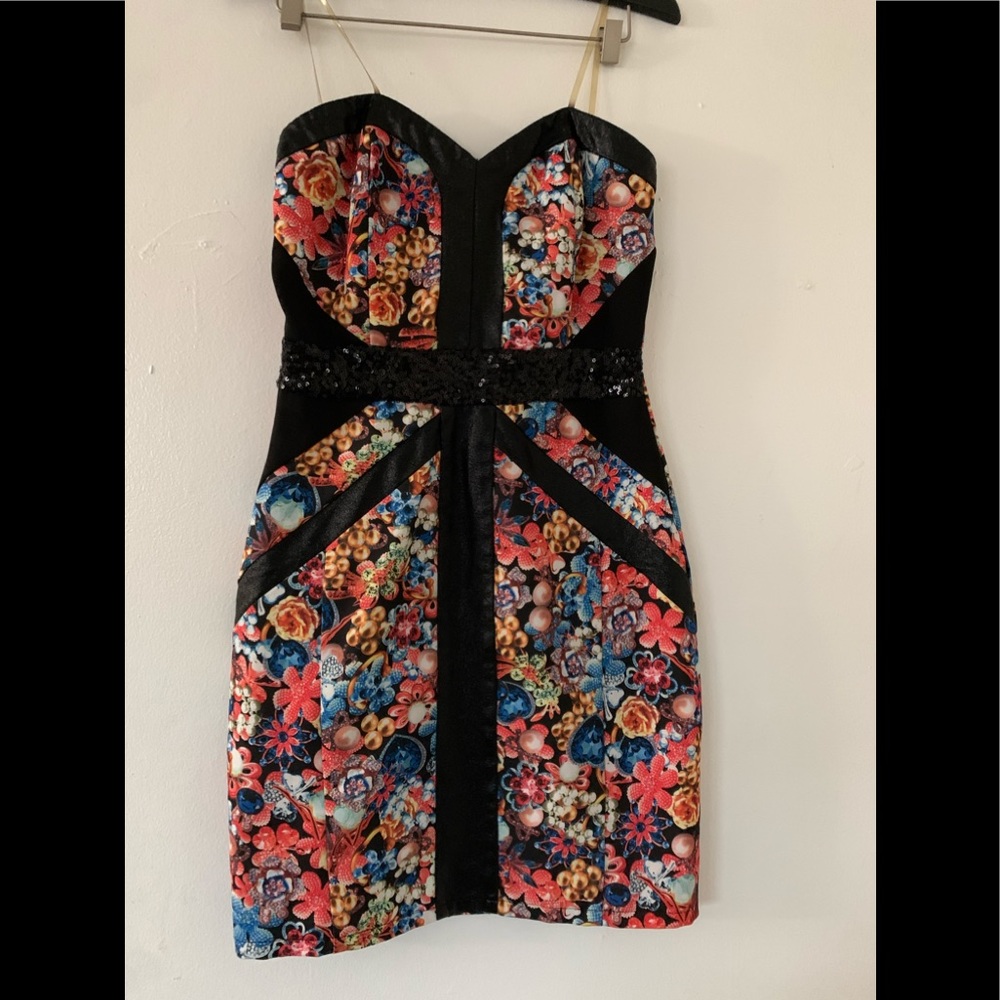 Print Strapless Mustard Seed Dress